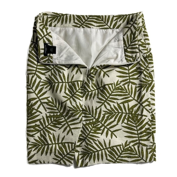 ANN TAYLOR Petite Green Palm Leaf Basket Weave Skirt - Size 00 - Picture 4 of 10